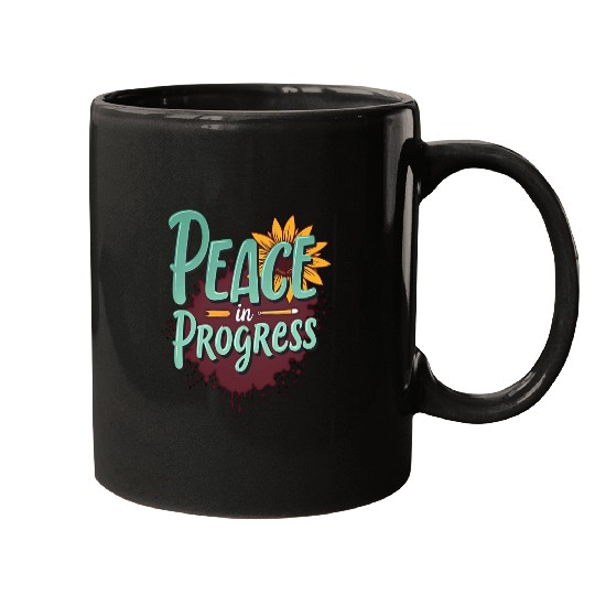 Inspirational Sunflower and Peace Message Mugs