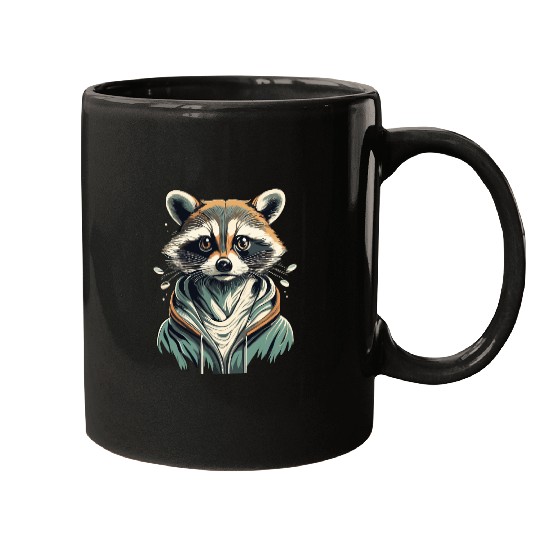 fashionista raccoon with trendy jacket Mugs