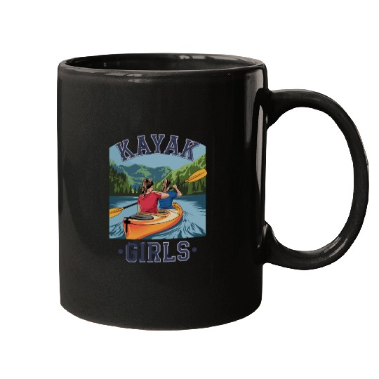 Kayak Girls Adventure in Scenic Nature Waters Mugs