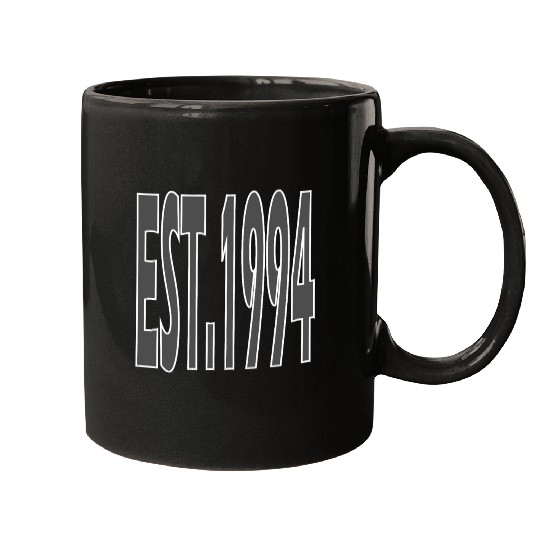 EST. 1994 Ash Text Mugs – Minimalist Vintage