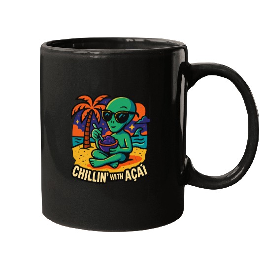 ALIEN ON THE BEACH Mugs