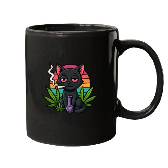 Cute Cat Smoking Weed Mugs