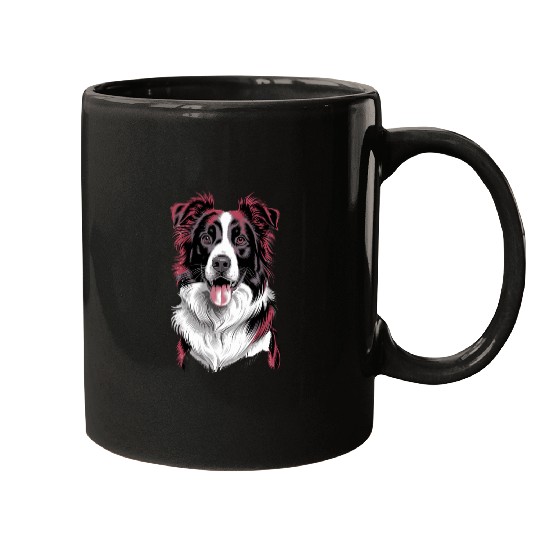 Border Collie Portrait in Vibrant Detail for Dog Mugs