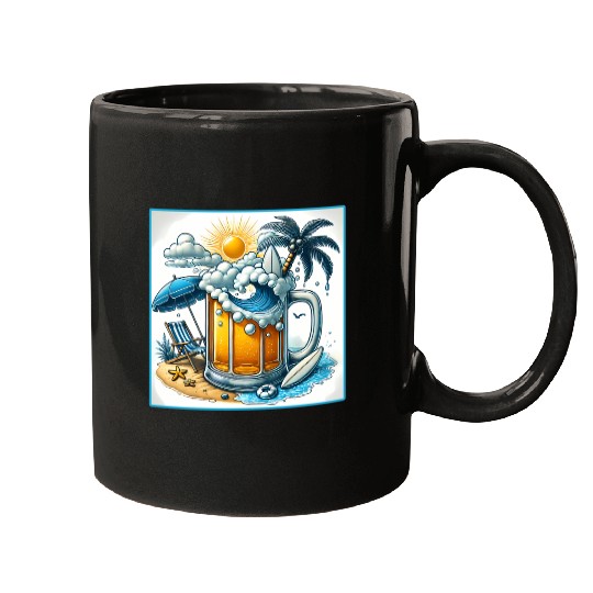 Beer Beach Design Mugs