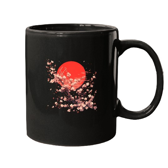 Floral Japanese Nature Scene Mugs