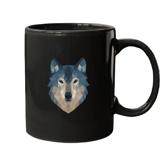 Geometric Wolf Face – Bold Abstract Wild Animal Ar Mugs