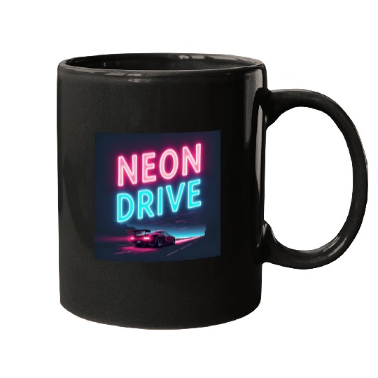 Neon Drive - Retro Synthwave Design Mugs