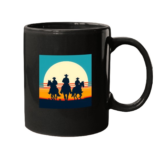 Wild West Sunset Cowboy Mugs