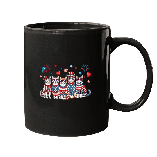 4th of July Patriotic Cat Mugs