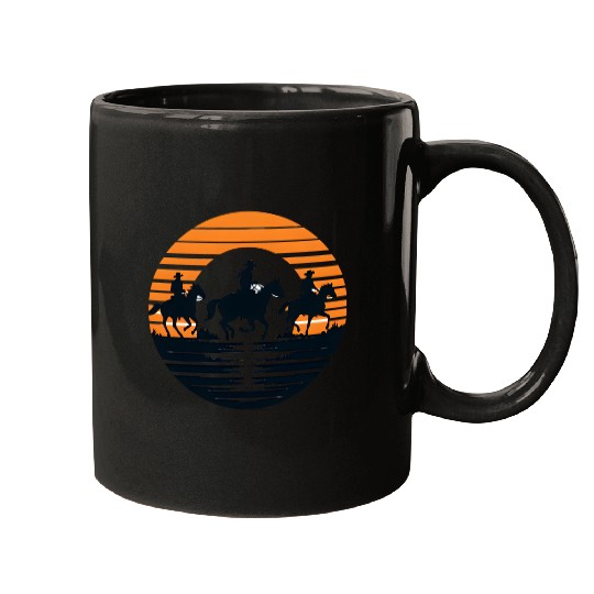 Equestrian Sunset Silhouette Mugs