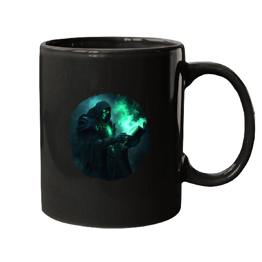 Green Shadow Mage with Burning Spell Book Mugs