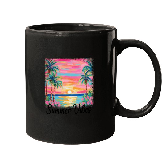Summer Vibe Preppy Beach Mugs