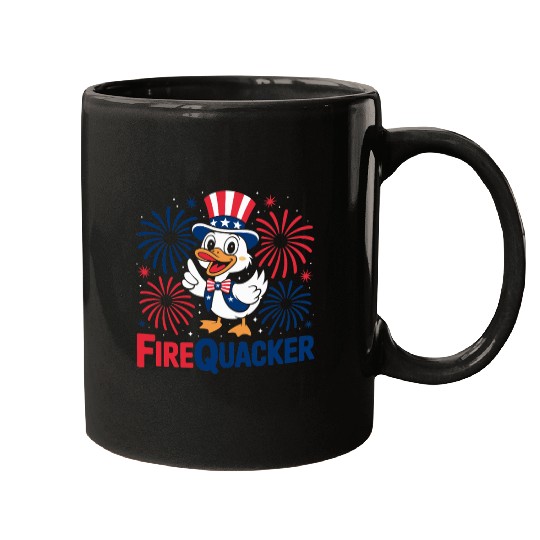 Womens Duck Firequacker Patriotic Fourth of July I Mugs