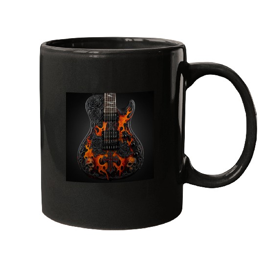 Gothic Guitar Sticker Mugs
