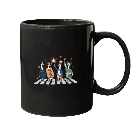 Patriotic Goose 4th of July Silly Goose Mugs