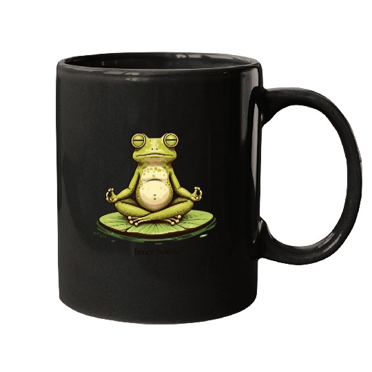 Funny Zen Frog Meditating on Lily Pad – Yoga Mugs