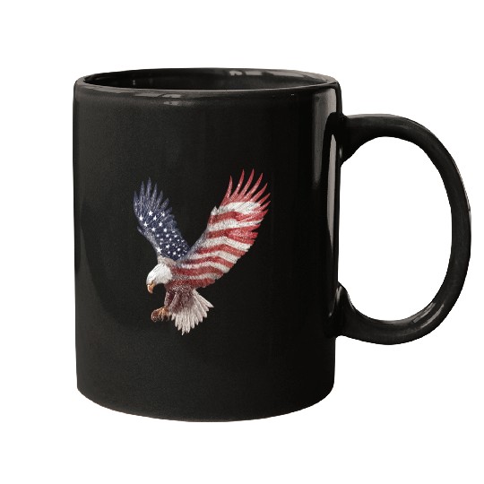 Bald Eagle with the American Flag Forming Wings Mugs