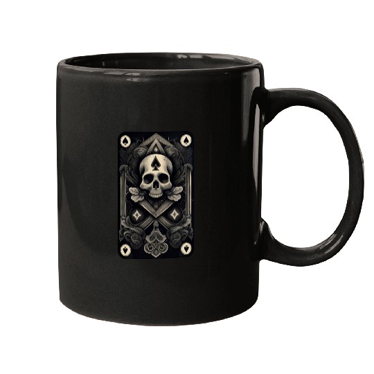 Ace of Spades Skull Design • Gothic Card Art Mugs