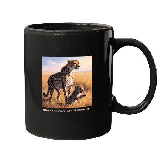 Mama Cheetah and Cub Mugs