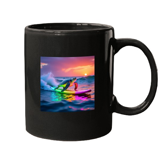 sea turtle design neon turtle Mugs