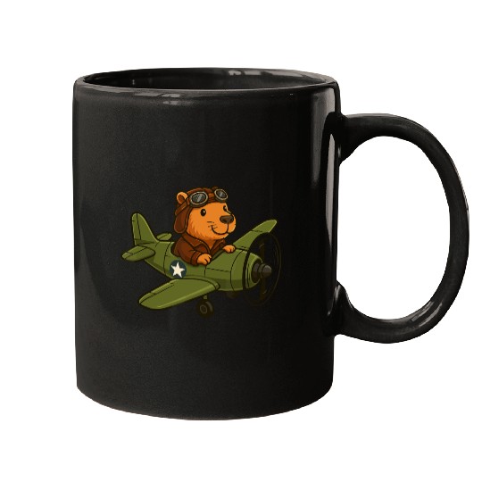 Flying Beaver Pilot in Plane Mugs