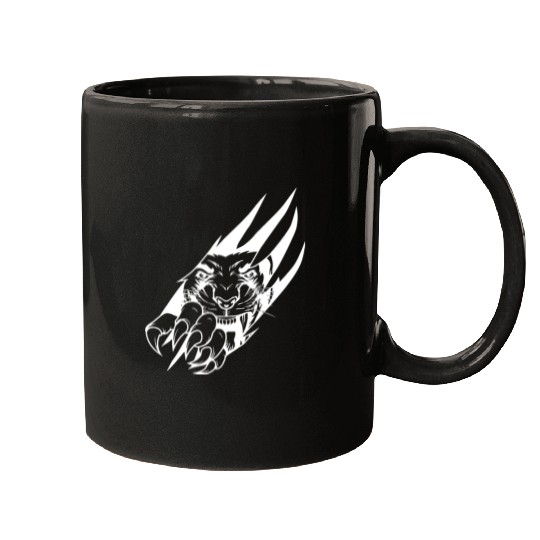 Panther Claw Rip White Outline Mugs