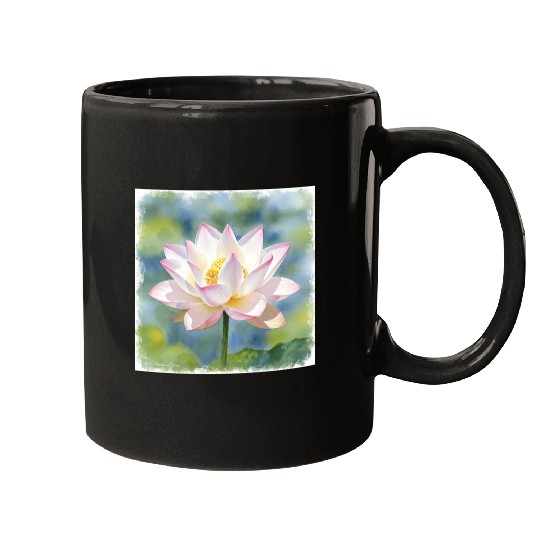 Serene Water Lily Floral Print Mugs