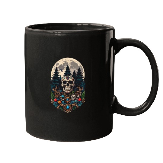Skull & Forest Moon Design - Gothic Nature Artwork Mugs