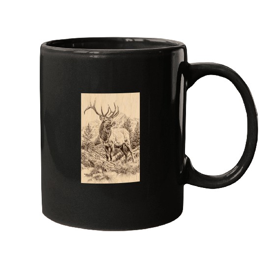 elk in the mountains Mugs