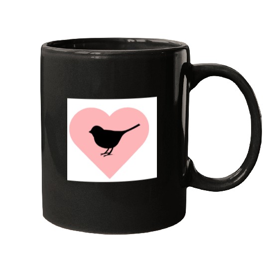 Silhouette Bird Heart Design Mugs
