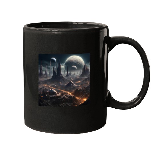 Dark World: Alien Planet Landscape Mugs