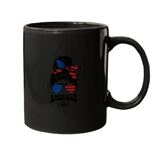 Patriotic American Vibes Illustration Mugs
