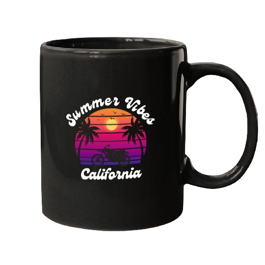 Sunset Motorcycle in California Mugs