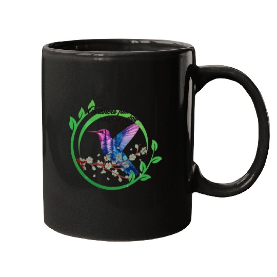 Vibrant Hummingbird and Blossoms Design Mugs