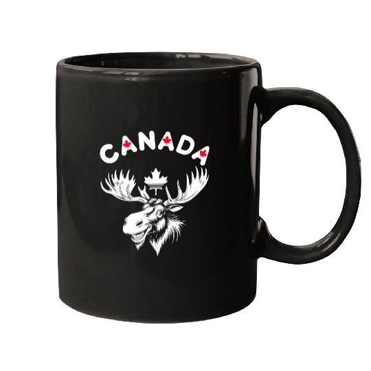 Canadian Moose with Maple Leaf Emblem Mugs