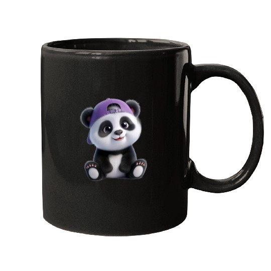 Adorable Panda Boy with Cap Mugs