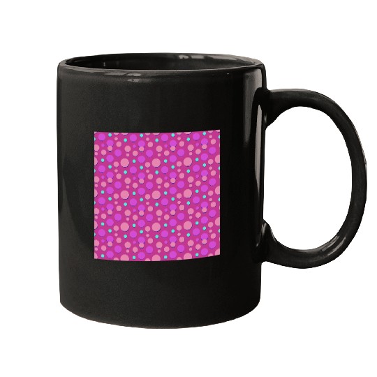 Vibrant Polka Dot Pattern in Pink and Purple Mugs