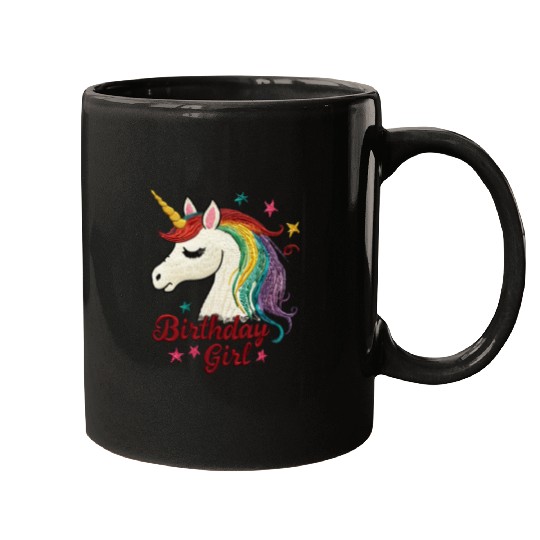 Colorful Unicorn Birthday Girl Mugs