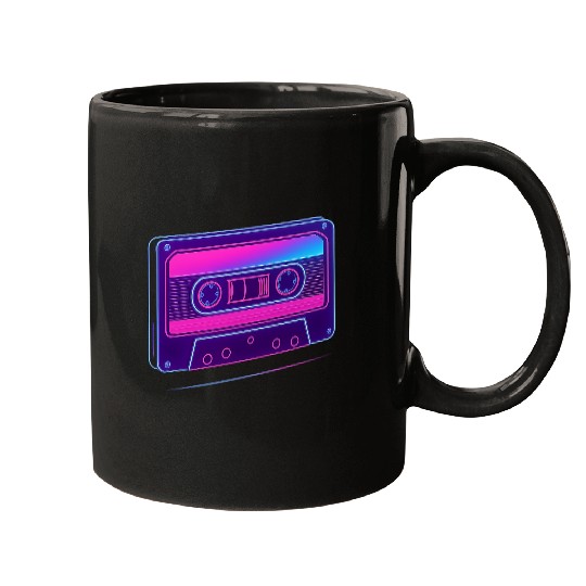 Neon Cassette Tape Retro Design Mugs