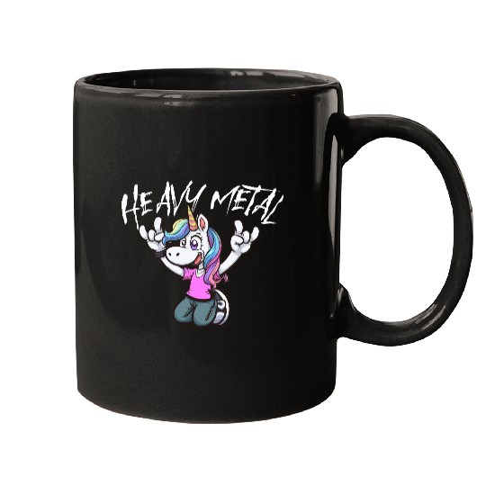 Vibrant Unicorn Rock Hand Design heavy Metal Mugs