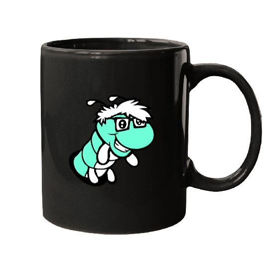 Nerd caterpillar peeks through hole Geek worm cool Mugs