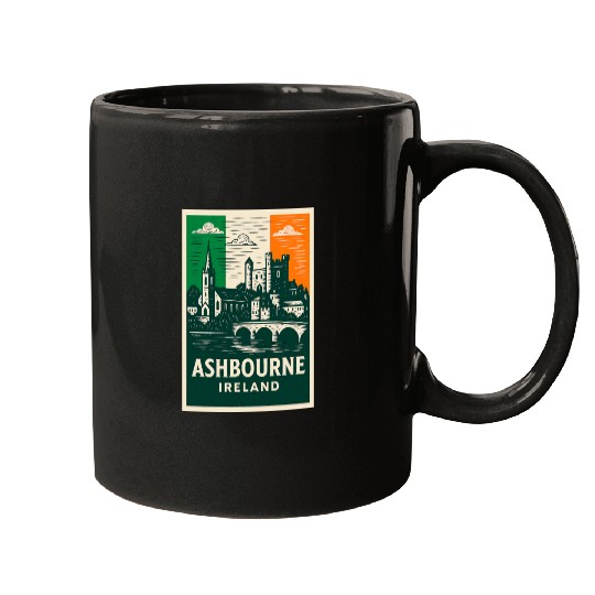 Irish Villagescape with Castle and Church Mugs