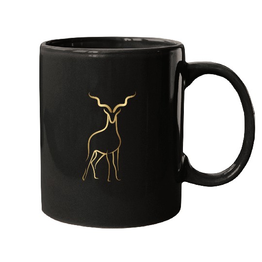 Gold Drawline Deer Front Mugs