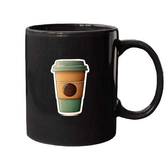 Coffee Cup with Eco-Friendly Green Lid Mugs