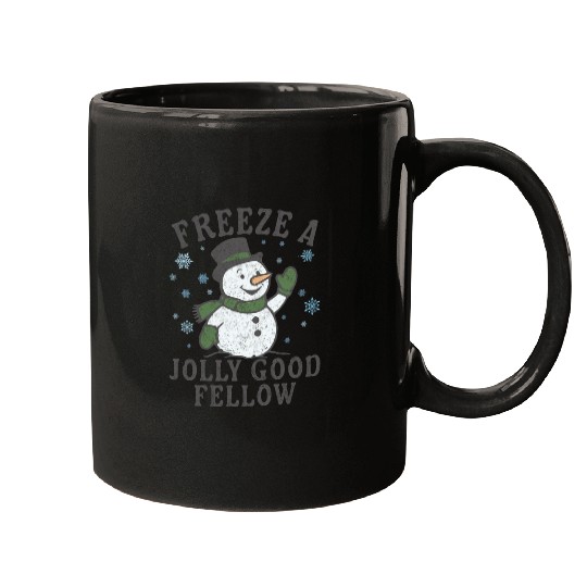 Frosty Snowman Jolly Greeting Design Mugs