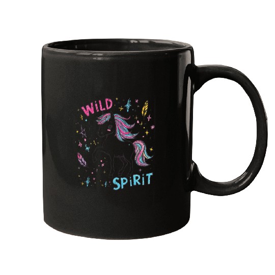 Colorful Wild Unicorn Spirit Design Mugs