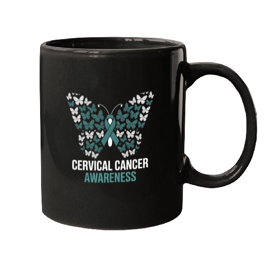 Cervical Cancer Awareness Butterfly Design Mugs