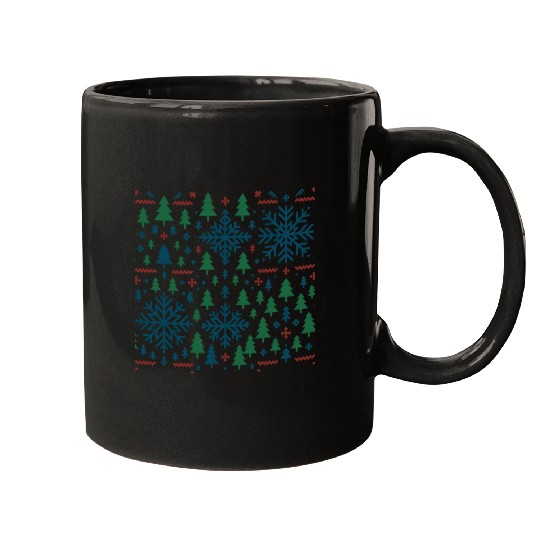 Festive Winter Snowflake Pattern Mugs