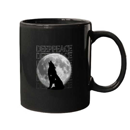 Wolf Howling at Full Moon Design Mugs