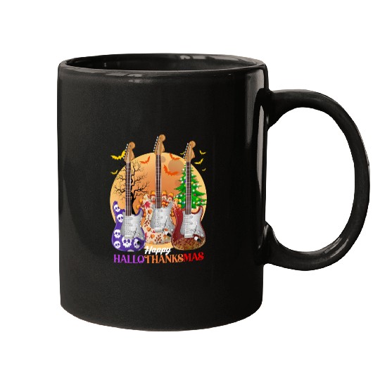 Happy HalloThanksMas Guitar  Mugs